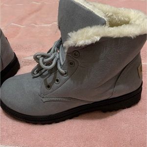 Faux fur grey boots 8.5